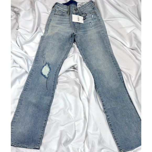 LNDN Landon Denim High Rise Straight Leg Distressed Jeans 36" Waist - Picture 12 of 16